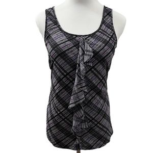 Express Ruffle Plaid Sleeveless Blouse